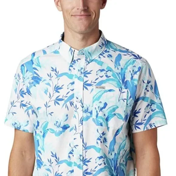 NWOT Columbia Men's Rapid Rivers Blue Floral Short Sleeve Shirt Small - Picture 5 of 10